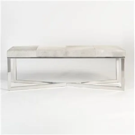 Frosted Hide & Polished Chrome Bench